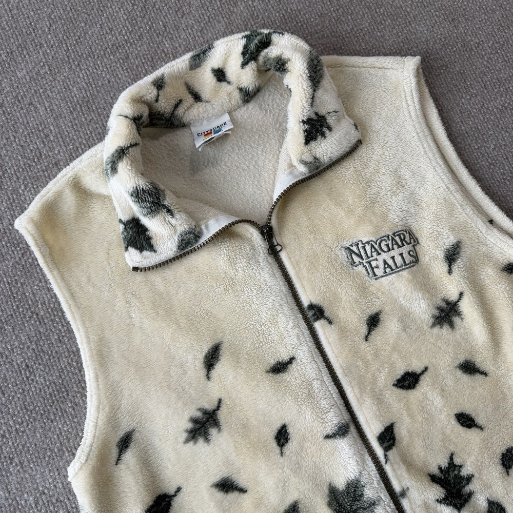 Vintage Cityscape Ladies Niagara Falls Leaf ‎ Fleece Vest Size Medium